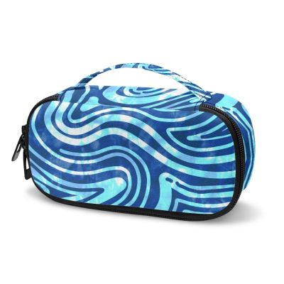 ASQVTIFE Dark Blue Striped Marble Insulin Cooler Travel Case Insulin Container Diabetic Insulin Cooler Insulated Cooling Bag Insulated Bags for Travel Insulated Zipper Pouch Cold Containers