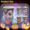 48 Pack Halloween Disposable Cups -16OZ Neon Glow Disposable Halloween Paper Cups Set 4 Styles for Trick or Treat Party Supplies Coffee Wine Juice and Hot Cold Drinks view 3