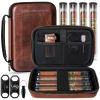 AWOTE Travel Cigar Humidor Case, Portable Cigar Bag with 4 Cigar Tubes, Leather Cigar Case Include Straight Cutter, V Cutter, Hole Puncher, Gift Set for Cigar Lovers, Lighter not included (Brown) view 1