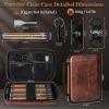 AWOTE Travel Cigar Humidor Case, Portable Cigar Bag with 4 Cigar Tubes, Leather Cigar Case Include Straight Cutter, V Cutter, Hole Puncher, Gift Set for Cigar Lovers, Lighter not included (Brown) view 2