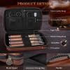 AWOTE Travel Cigar Humidor Case, Portable Cigar Bag with 4 Cigar Tubes, Leather Cigar Case Include Straight Cutter, V Cutter, Hole Puncher, Gift Set for Cigar Lovers, Lighter not included (Brown) view 3
