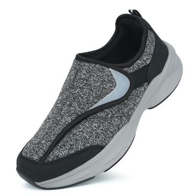 Ortho + Rest Men Diabetic Shoes Swollen Feet Diabetes Walking Shoes Arch Support Orthopedic Sneakers (10.5,Black/Grey)