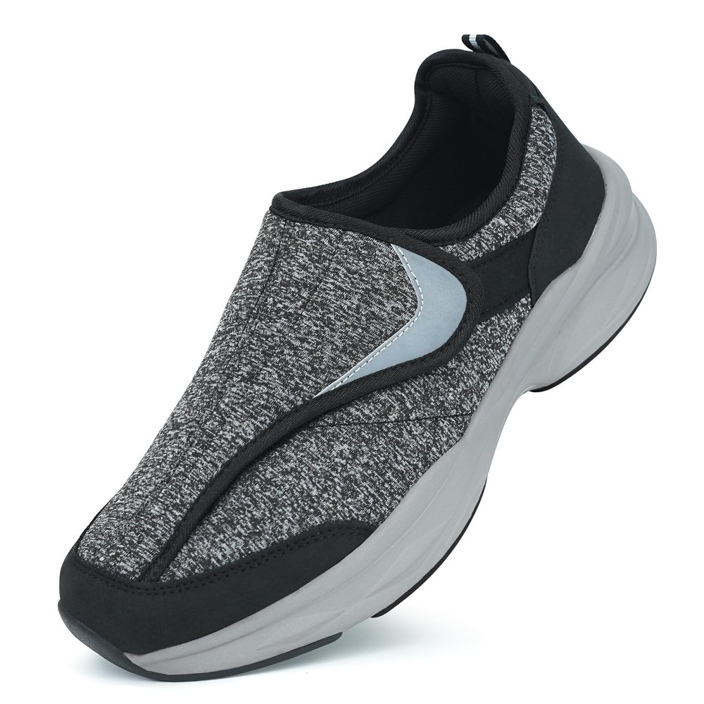 Ortho + Rest Men Diabetic Shoes Swollen Feet Diabetes Walking Shoes Arch Support Orthopedic Sneakers (10.5,Black/Grey)