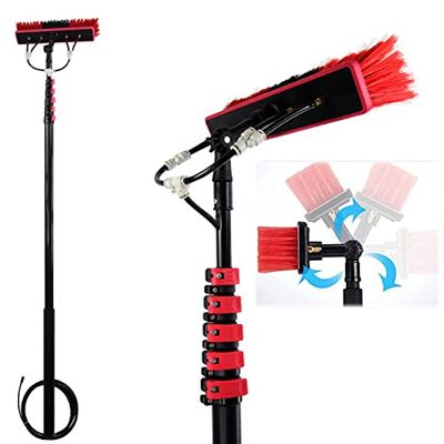 12ft/3.6m-36ft/10.8m Telescopic Rod Water Brush, Solar and Window Cleaning Pole with Brush/Water Powered Telescopic Brush Vent Cleaning System