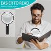 Large Magnifying Glass with 37 LED Light, 10X 20X 45X Handheld Illuminated Lighted Magnifier with 3 Light Modes Rechargeable Magnifying Glass for Seniors Reading, Inspection (White & Black) view 2