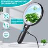 Large Magnifying Glass with 37 LED Light, 10X 20X 45X Handheld Illuminated Lighted Magnifier with 3 Light Modes Rechargeable Magnifying Glass for Seniors Reading, Inspection (White & Black) view 4