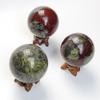 60mm Natural Dragon Blood Stone Sphere with Wood Stand Healing Crystal Ball Mineral Gemstone Divination Energy Chakra Sculpture Figurine for Fengshui view 2