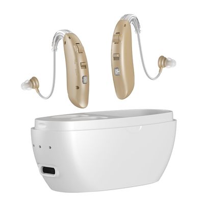 Rechargeable OTC Hearing Aid for Seniors and Adults with Mild to Moderate Hearing Loss, with Noise Cancellation and Adjustable Volume Control, with Charging Case