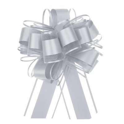 MECCANIXITY 10pcs 6 Inch Large Big Pull Bow Organza Gift Wrapping Bows Ribbon for Wedding Car Baskets Presents Christmas Bow, Gray