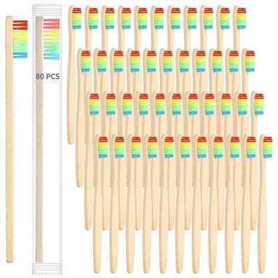 80 Pcs Soft, Charcoal Soft Resilient Bristles Bamboo Toothbrushes, Adults Toothbrushes for Soft Colorful Travel Use Daily Nylon