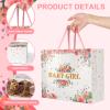 13'' Large Pink Floral Gift Bag for Baby Girl - Includes Wrapping Paper, Pink Tissue Paper, and Card for Newborn Gifts, Showers, Birthdays, and Celebrations view 3