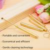 8 Pcs Ear Wax Removal Tool, Folding Type Copper Ear-Pick Cleaner Portable Ear Wax Removal Tools Ear Spoon Attached A Key Ring Mini Tool Supplies view 4