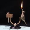 Pure Copper Bird Retro Desktop Kerosene Hand-Carved Lighter, Creative Bird Design, Refillable Adjustable Lighter, Suitable for Collection, Decoration and Gifts for Men and Women(Fuel Not Included)(Bla