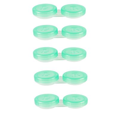 bepisof 5Pack Semitransparent Portable Mini Green Leak-proof Box Holder Contact Lens Case Kit for Home Travel/Daily Use