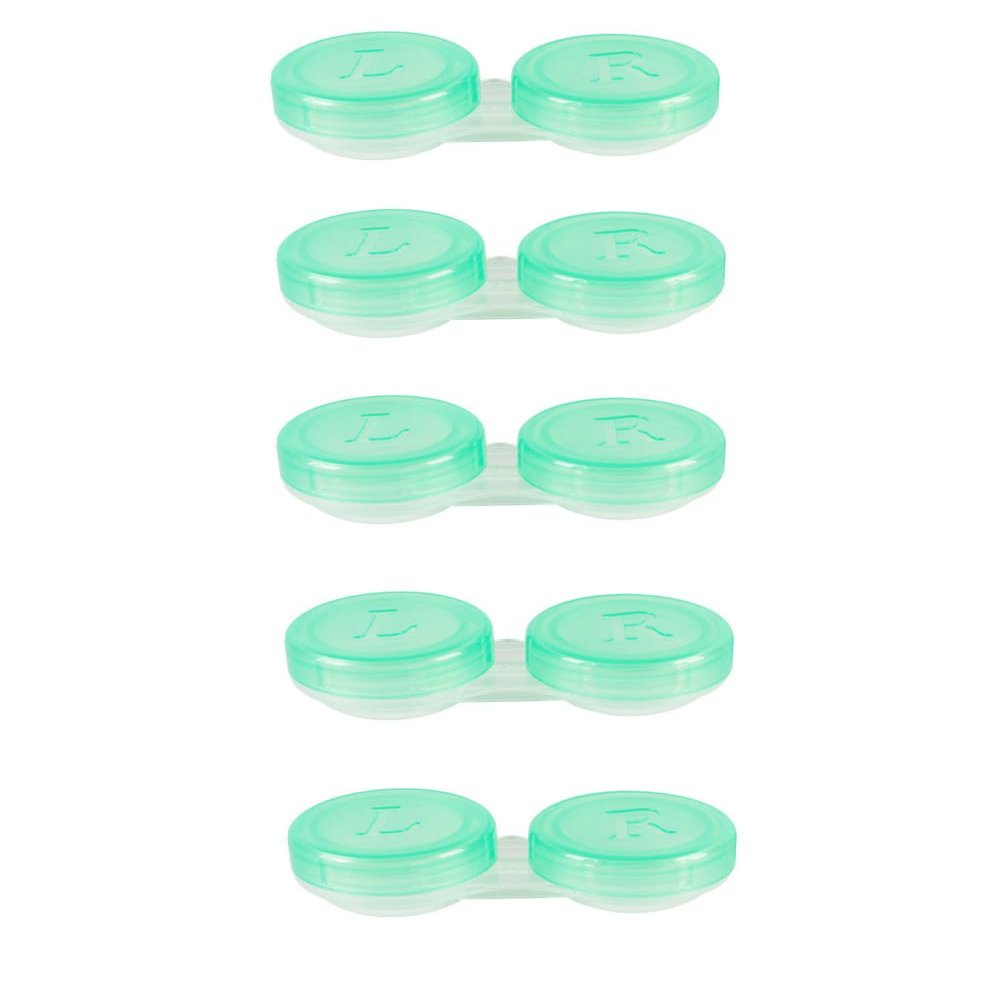 bepisof 5Pack Semitransparent Portable Mini Green Leak-proof Box Holder Contact Lens Case Kit for Home Travel/Daily Use