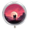 Emotional Imagery Pill Box Cute Round Pill Case Portable Medicine Tablet Vitamin Holder Organizer for Purse Pocket view 1