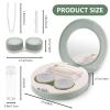 2 Pack Travel Contact Lens Case Kit, Portable Eye Contact Case with Mirror, Remover Tool, Tweezers & Solution Bottle, Lens Holder Box Container Storage for Outdoor Daily (Round, Green) view 2