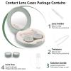 2 Pack Travel Contact Lens Case Kit, Portable Eye Contact Case with Mirror, Remover Tool, Tweezers & Solution Bottle, Lens Holder Box Container Storage for Outdoor Daily (Round, Green) view 3