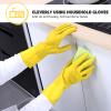 1 pair Reusable Household Gloves, Rubber Dishwashing gloves,Kitchen Cleaning, Working, Painting, Gardening, Pet Care (yellow, M) view 3