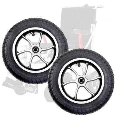 1 Pair of 10inch Wheelchair Front Wheels, Power Wheelchair Accessory, Inflatable Wheelchair Wheels, 1/2" Bearings, Replacement Wheels for Wheelchairs and Walkers