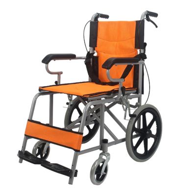 MUYRJLZX Transport Wheelchair Lightweight Wheelchairs Folding Transport Wheelchairs with Handbrake for Adults Carbon Steel Wheelchair Support 220lbs Mobility aids