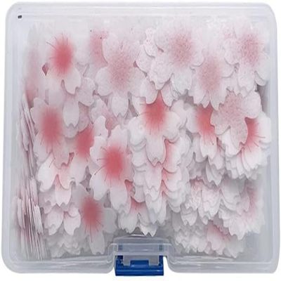 100Pcs Edible Flower Cupcake Decoration Glutinous Rice Paper Water Wedding Cake Birthday Party Baking Tray Cake Toppers Sakura Decor Cherry Blossom Decoration, Frosting, Icing and Decorations