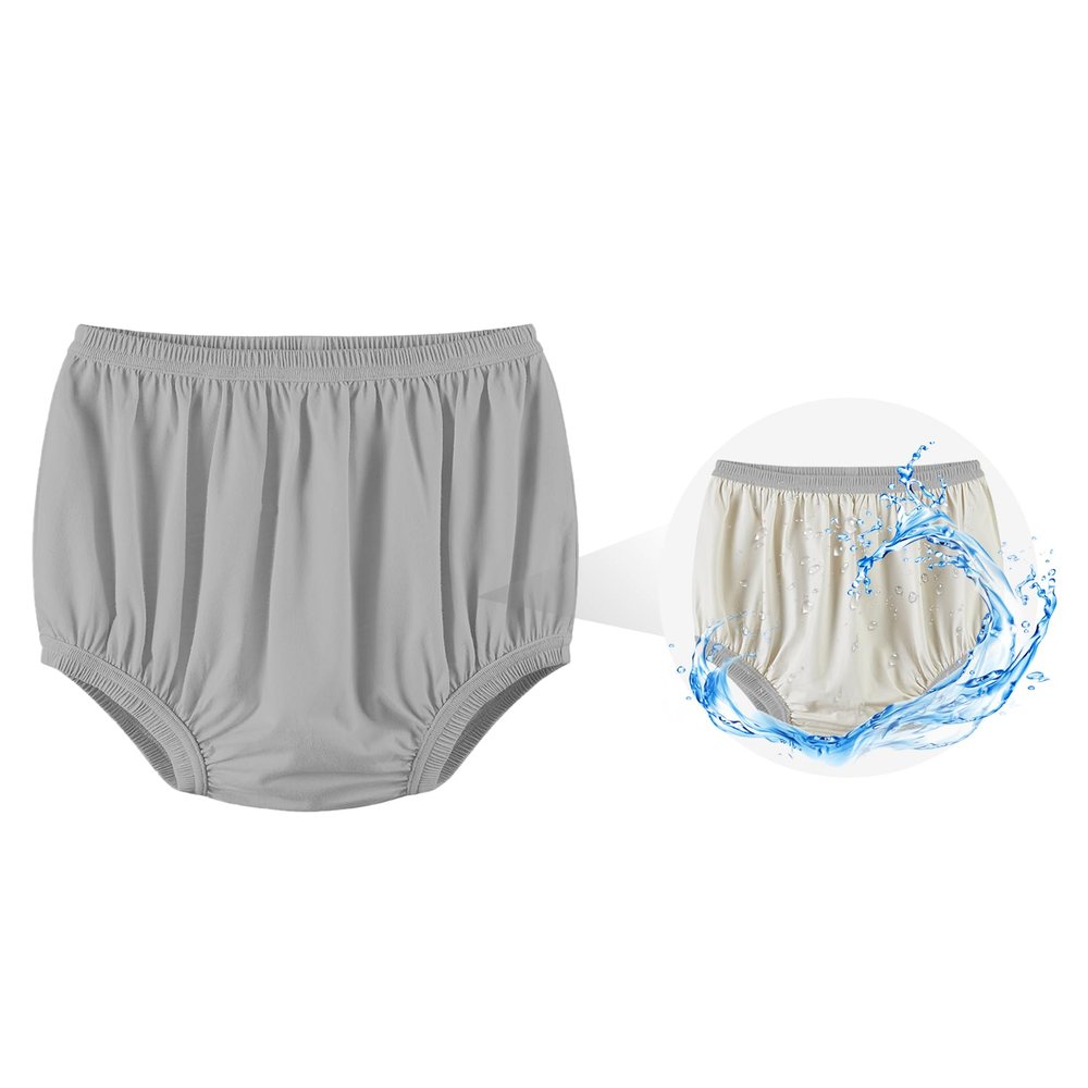 EEOST Adult Diaper Cover for Incontinence Noiseless Leak-Protection Underwear Plastic Pants Over Diapers Waterproof Rubber Pants (Gray, 3XL(Men Size))