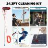 6ft Water Fed Pole Kit Water Fed Brush for Window Solar Panel Cleaning Washing Telescoping Extension Pole,Stretch Range (3.28-26.25ft), Window Squeegee & Scrubber Combo W/Pivot System view 2