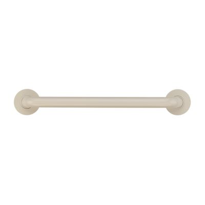 HomeStock Bathroom Grab Bar - 16 Inch Safety Rail with Cover Flange - Vinyl Coated Grip - Off White Finish