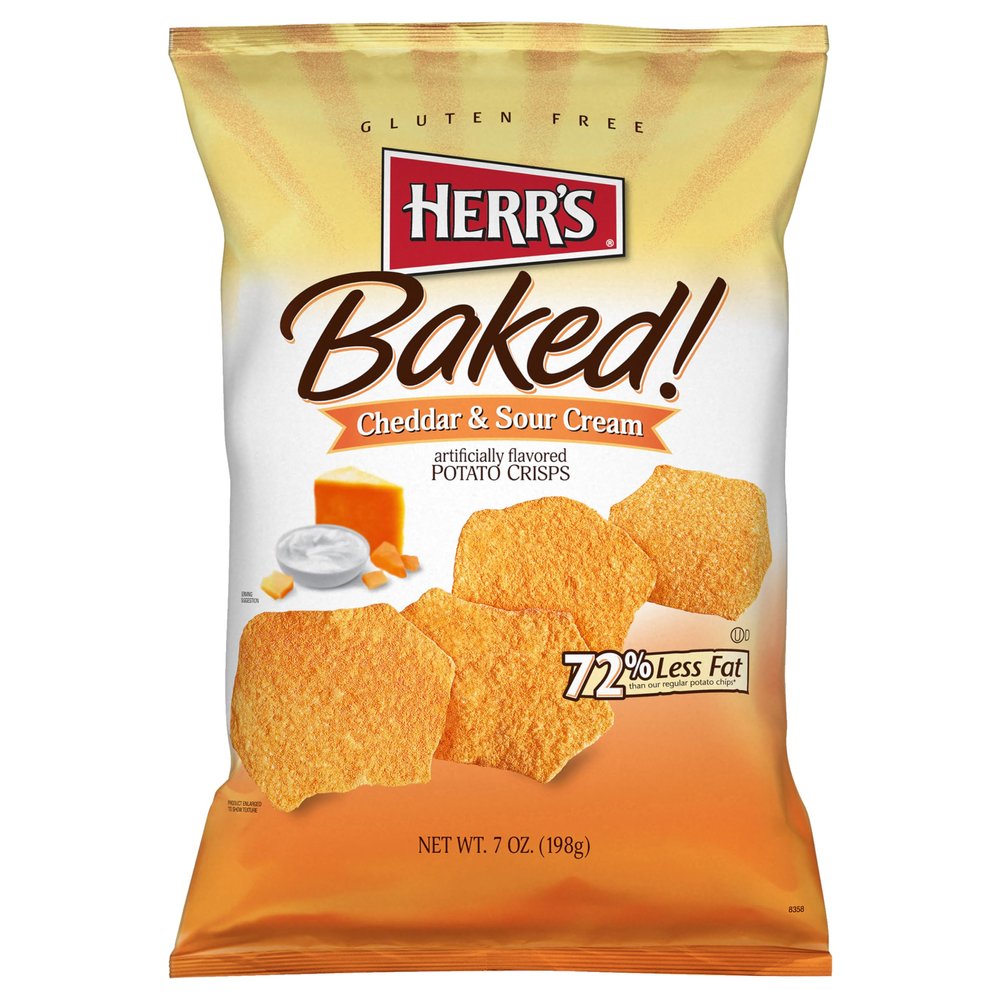Herrs, Chips Cheddar & Sour Cream Baked Baked Chips, 7 Ounce