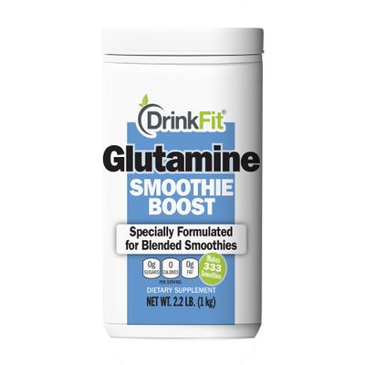 DrinkFit Smoothie Powder Mix | Specially Formulated Boost Supplements for Blended Smoothies | Meal Replacement Shakes Gluten Free - 2.2lbs Jug (Glutamine)
