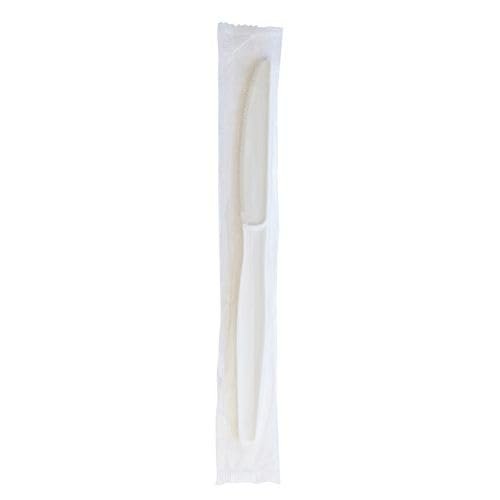 Boardwalk Heavyweight Wrapped Disposable Knife, 1,000 Count, 7.48" Long, Plastic, White, Polystyrene Cutlery, Rigid