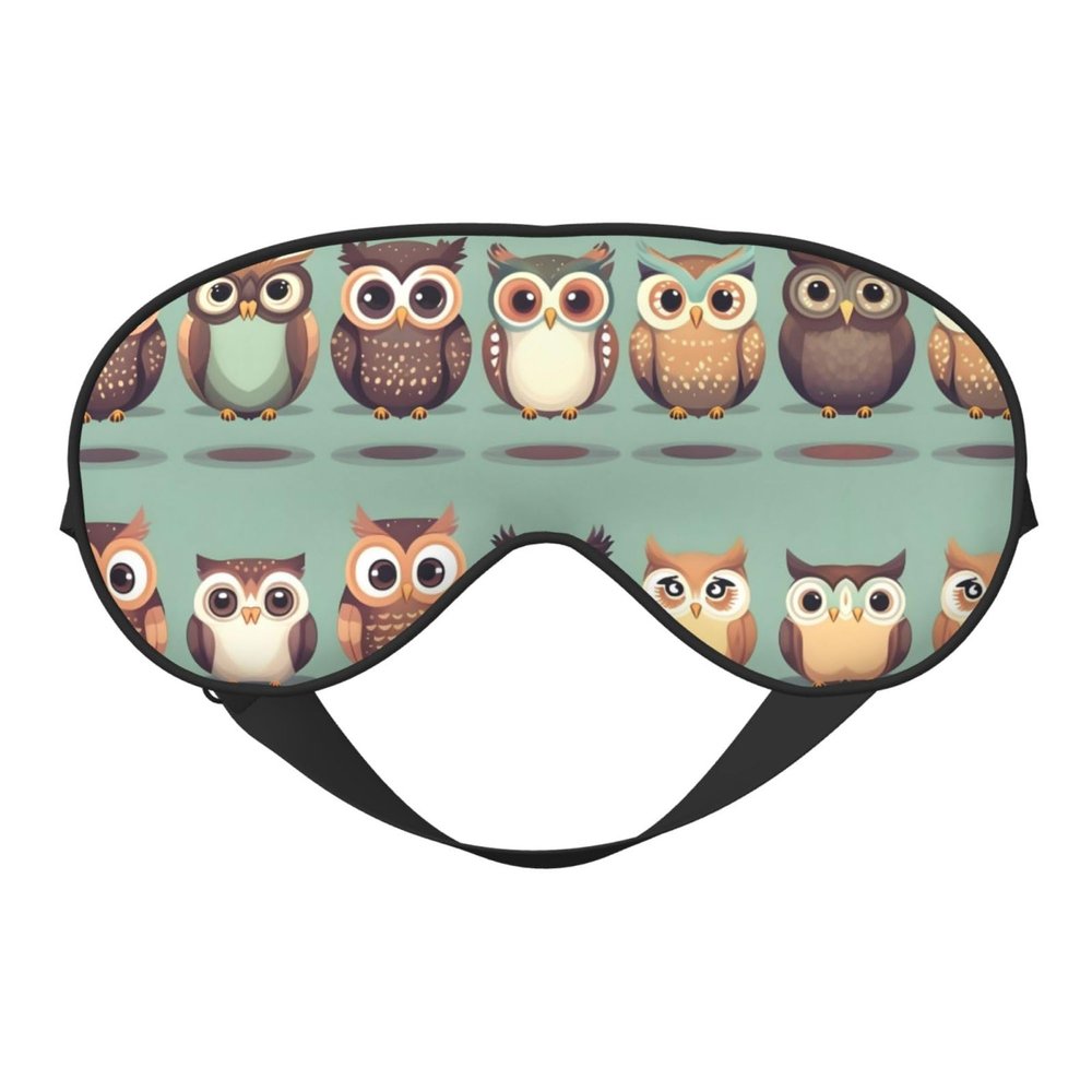 Cartoon Owls Cute Double Side Eye Mask, Adjustable Strap Eye Mask, Eye Sleep Shade Cover, Blocks Light Eye mask