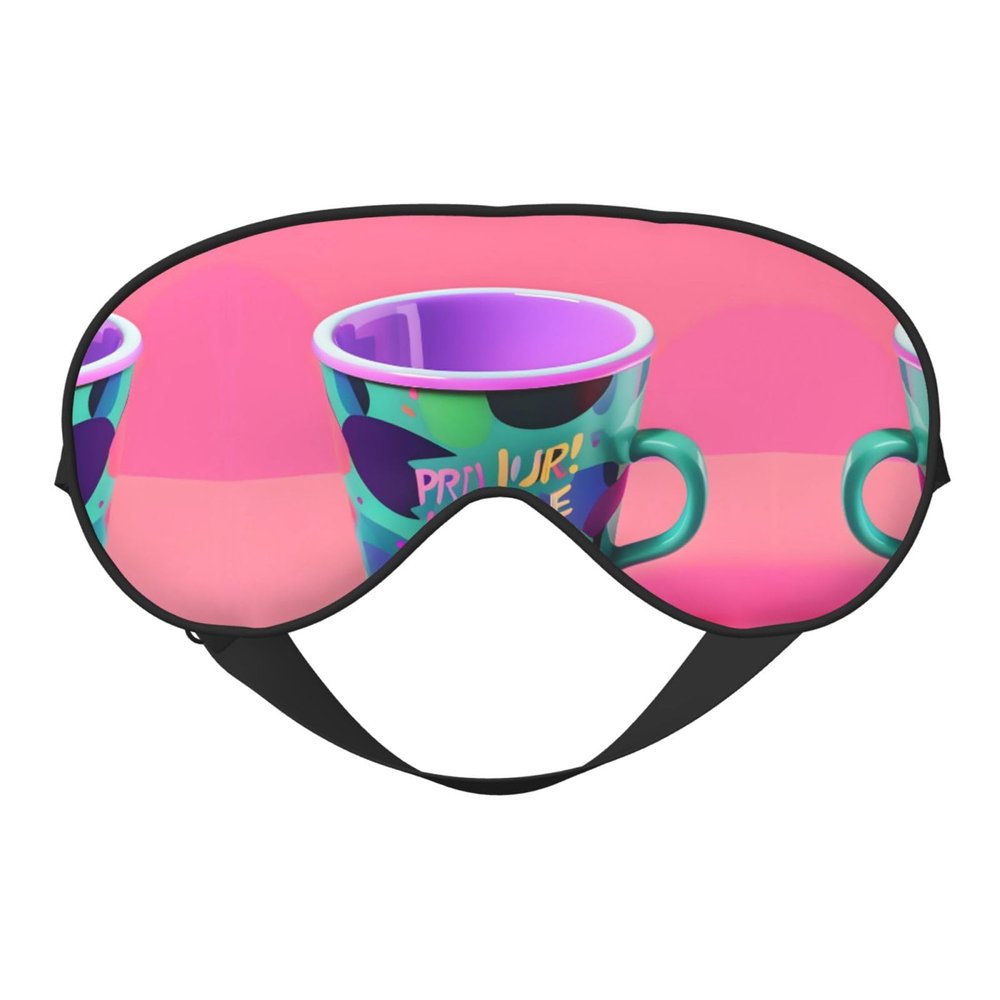 90's Cup Design Double Side Eye Mask, Adjustable Strap Eye Mask, Eye Sleep Shade Cover, Blocks Light Eye mask