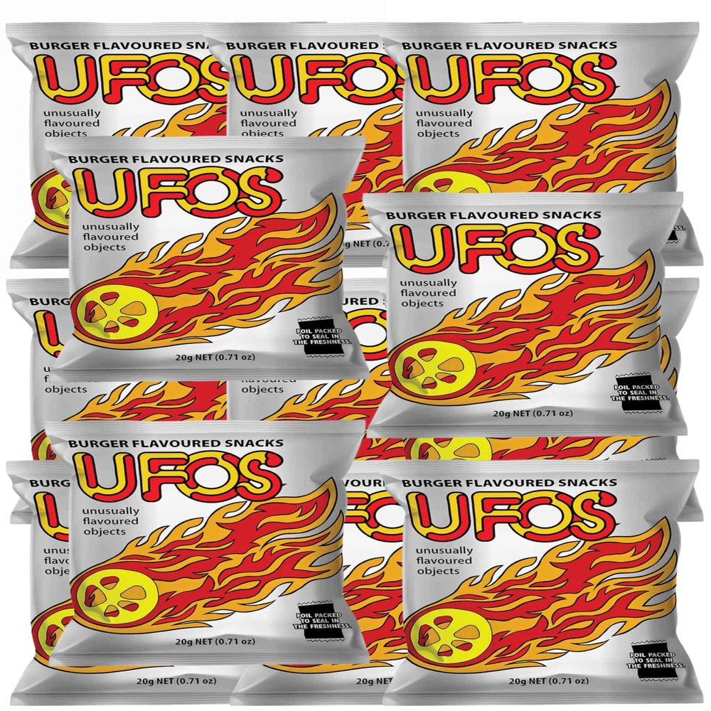 Fiji UFO'S - Burger Flavored Snacks (VALUE Pack Of 12 x 20g EA) So Tasty & Crispy Burger Flavor ... FijiProduct.com