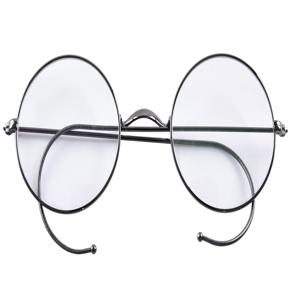 Agstum Anti-Blue Light Reading Glasses, Retro Mid Large Round Wire Rim Cable Readers without Nose Pads (Gunmetal / 49mm Size, 0.25 x)