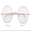 Agstum Anti-Blue Light Reading Glasses, Retro Mid Large Round Wire Rim Cable Readers without Nose Pads (Gold / 47mm Size, 3.0 x) view 1