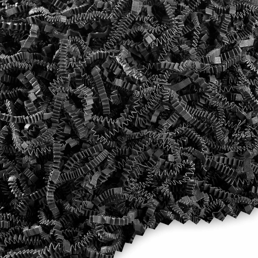 FRILLZ by DECOfill Crinkle Cut Paper Shred Filler for Baskets, Gifts, Packing and Protecting your Birthday, Weddings, Anniversary, Valentines Day, and other gifts (2 pound, Black)