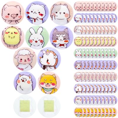 120 Pcs Kids Bandages, 10 Styles Cute Cartoon Adhesive Bandages Breathable Round Colorful Vaccination Bandage Adhesive Dot Kids Bandage for Minor Cuts, Scrapes, Wounds, 0,9 Inch