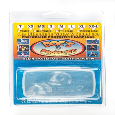 Small Vented Docs Proplugs Clear Non-LEASHED Reusable Earplugs for Surfing, Swimming, Diving & Water Sports | Blocks Cold Water & Wind | Helps Equalize Pressure | Made in USA