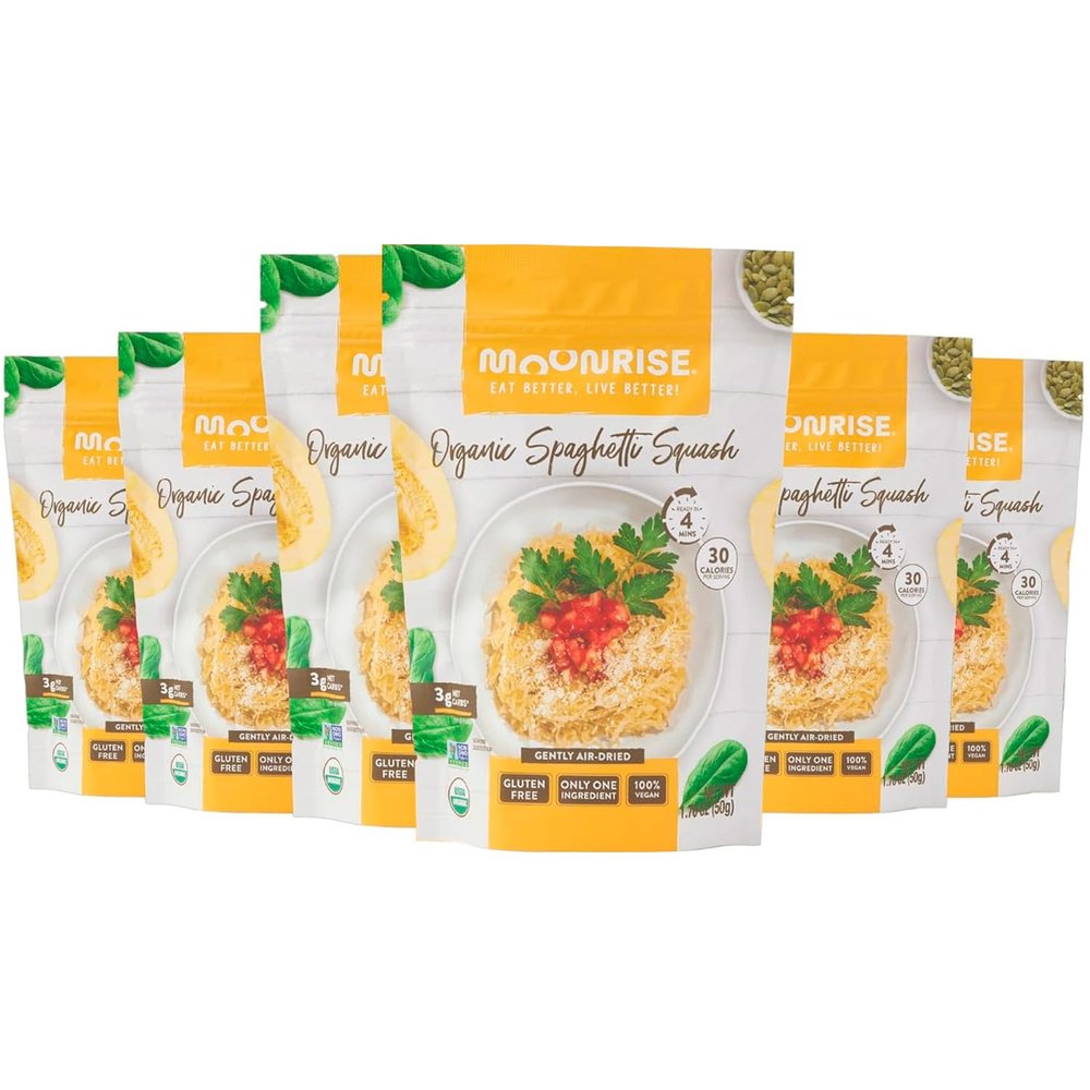 Moonrise Organic Dried Spaghetti Squash | Low-Carb Vegetable Pasta | Gluten-Free | Vegan | Ready in Minutes | Clean Label | 100% Real Squash (Pack of 6, Natural)