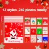 BOUBONI 240 PCS Christmas Treat bags Self-Adhesive Candy Goodie Bag for Christmas Holiday Party Favor Gift Decoration Supplies (Green,Blue,Red) view 2