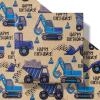 RUSPEPA Birthday Kraft Wrapping Paper Roll, Mini Roll, Blue Construction Truck and HAPPY BIRTHDAY Text Design Kraft Wrap Paper Great for Kids Boys, Truck Party, 17 Inches X 9.8 Feet view 2