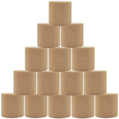 15 Pack Self Adhesive Bandage Wrap 2 Inch x 5 Yards Non-Woven Bandage,Vet Wrap Breathable Elastic Self-Adherent Tape for Stretch Athletic, Sports, Wrist, Ankle (Flesh)