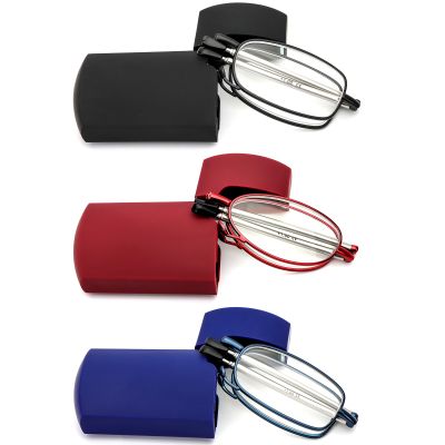 REAVEE 3 Pack Folding Reading Glasses for Men Women, Blue Light Blocking Computer Readers Spring Hinge with Small Compact Case, Black Red Blue 1.75