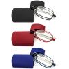 REAVEE 3 Pack Folding Reading Glasses for Men Women, Blue Light Blocking Computer Readers Spring Hinge with Small Compact Case, Black Red Blue 1.75 view 1