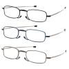 REAVEE 3 Pack Folding Reading Glasses for Men Women, Blue Light Blocking Computer Readers Spring Hinge with Small Compact Case, Black Blue Grey 1.75 view 2
