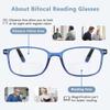 EASY READ 2 Pairs TR90 Bifocal Reading Glasses for Men,Rectangular Sport Blue Light Blocking Readers with Spring Hinge(Magnification 1.75,Black/Blue) view 4