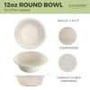 [100 Count] Harvest Pack PFAS Free 12oz White Round Paper Small Bowls - Compostable Heavy-Duty Eco-Friendly Disposable Bagasse Bowl, Sugarcane Plant fibers for Takeout Milk Cereal Dessert view 2
