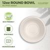 [100 Count] Harvest Pack PFAS Free 12oz White Round Paper Small Bowls - Compostable Heavy-Duty Eco-Friendly Disposable Bagasse Bowl, Sugarcane Plant fibers for Takeout Milk Cereal Dessert view 3